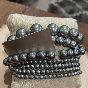 Nordstrom Metallic Gray Pearl Bracelet Set